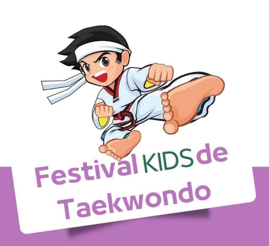 ilustração contendo um lutador de taekwondo com os dizeres festival kids de taekwondo